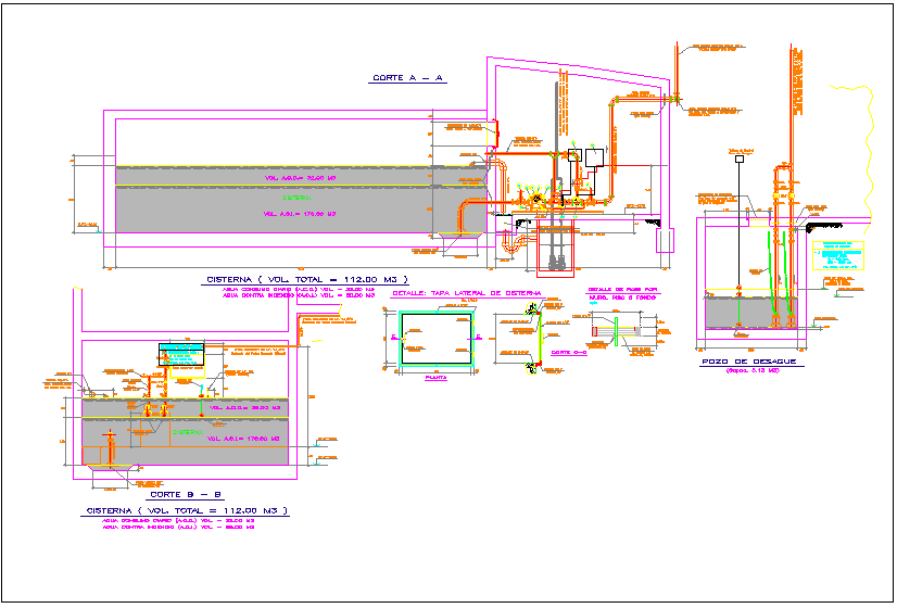 Water connection detail of office building detail dwg file