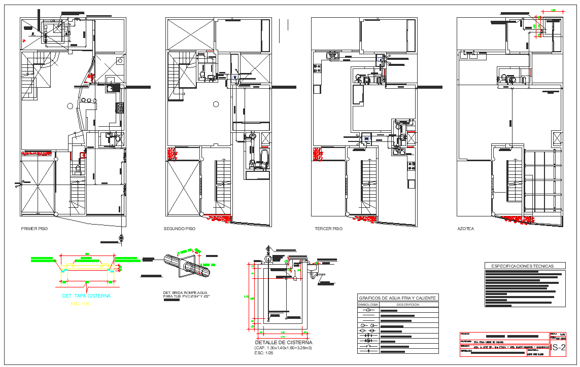 Water connection detail view dwg file