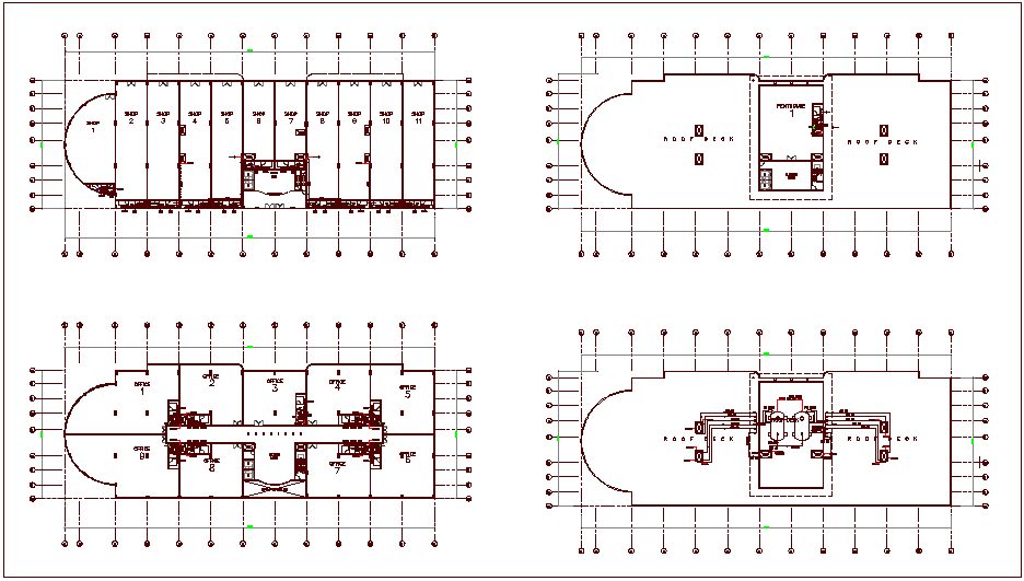 Water line pipe view with plan of commercial building dwg file