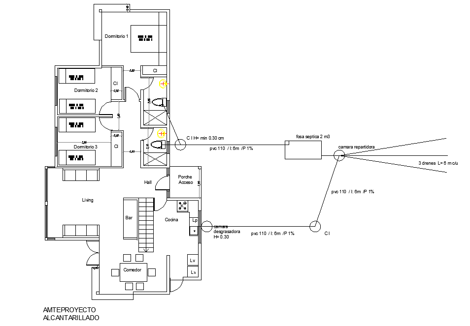 Water pipe house plan layout file