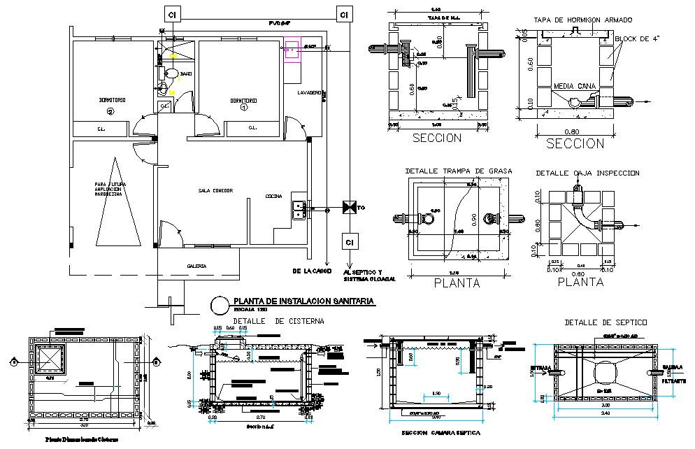 Water pipe line and Tank plan detail autocad file