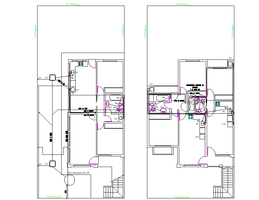 Water pipe line house plan autocad file
