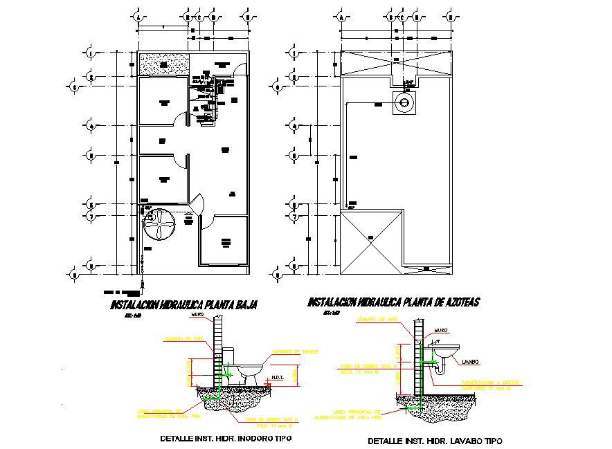 Water pipe line house plan autocad file