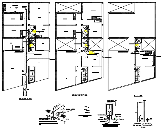 Water piping plan detail dwg file