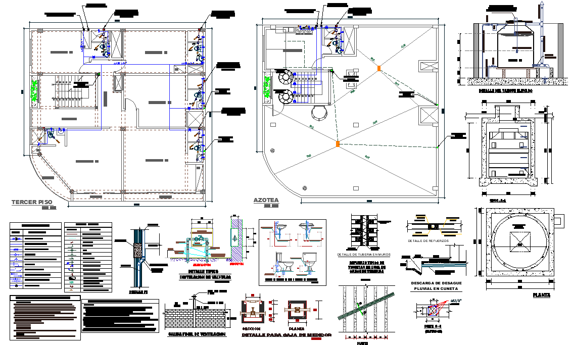 Water plumbing pipe house plan dwg file