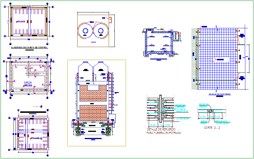 Water pump,pipe and tank plan and elevation dwg file