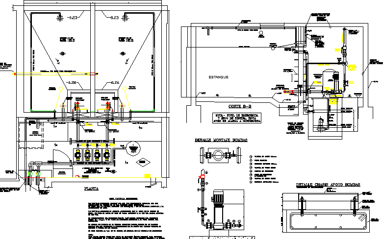 Water reservoir tank architecture project dwg file