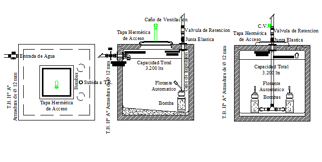 Water reservoir tank construction details dwg file