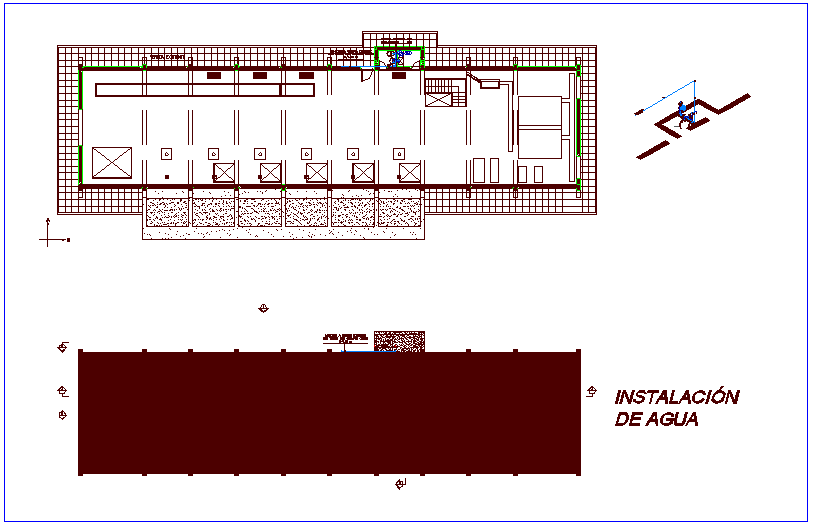 Water single line pipe view of lift project dwg file