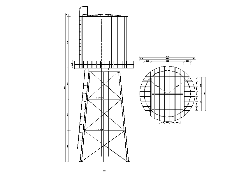 Water storage and tank elevation dwg file