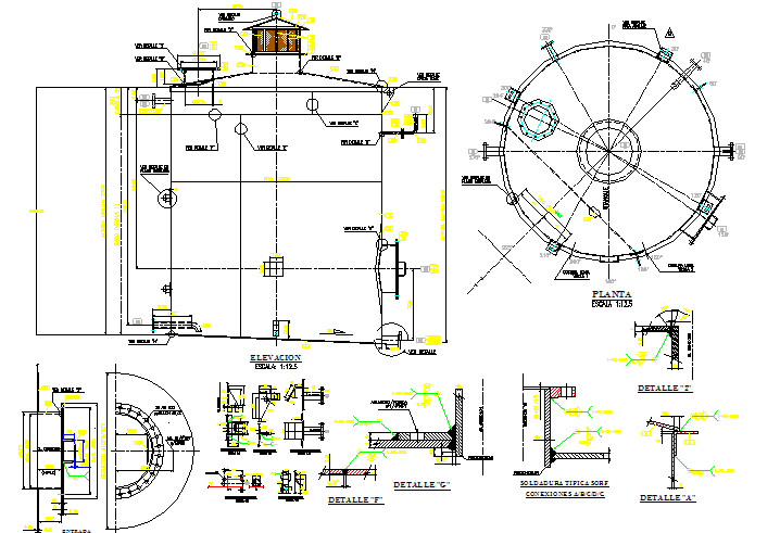 Water tank of residential building architecture project dwg file
