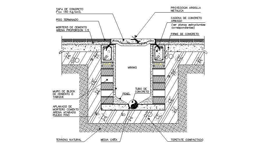 Water tank plan and constructive plumbing details dwg file