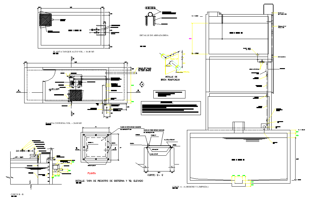 Water tank plan and section autocad file