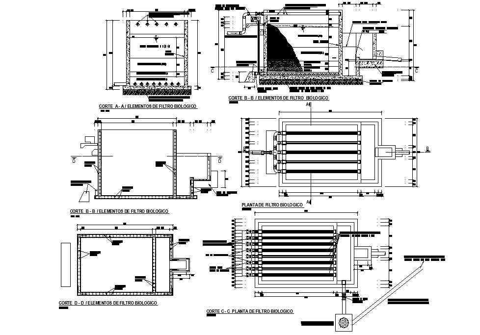 Water treatment plant plan and section layout file