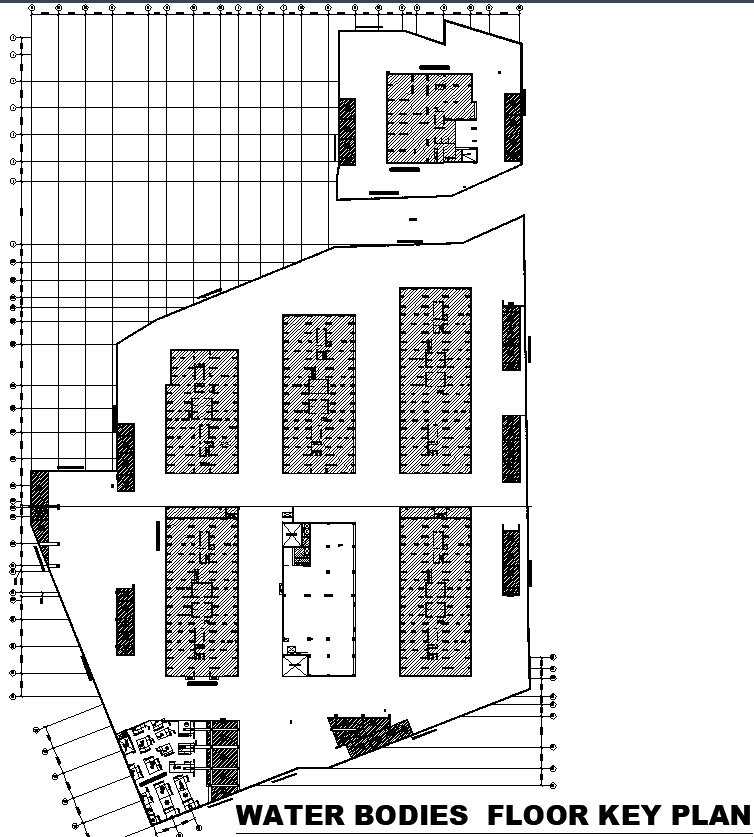 Urban Multi-Level Floor Plan with Water Bodies in DWG File