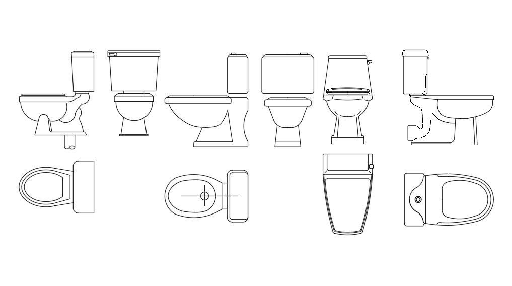 Water Closet toilet CAD Blocks Drawing DWG File