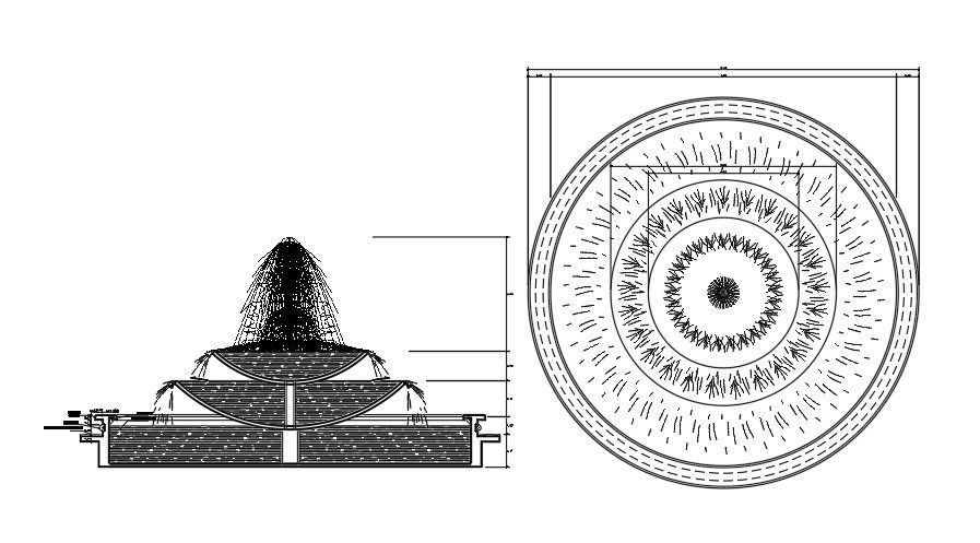 Water Fountain Plan And Elevation Cad File