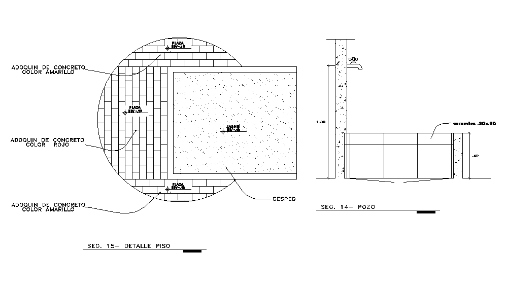 Water Pool Plan And Side Section CAD Drawing Download DWG File