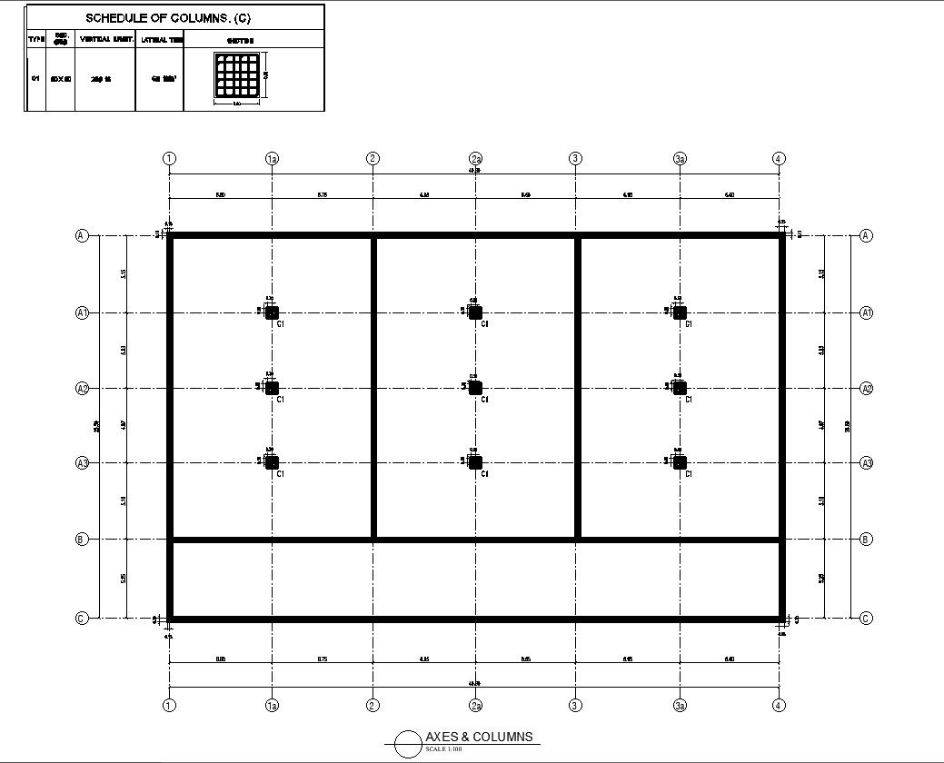 Water Tank Layout Plan For Axes and Columns Details in CAD Drawing DWG File