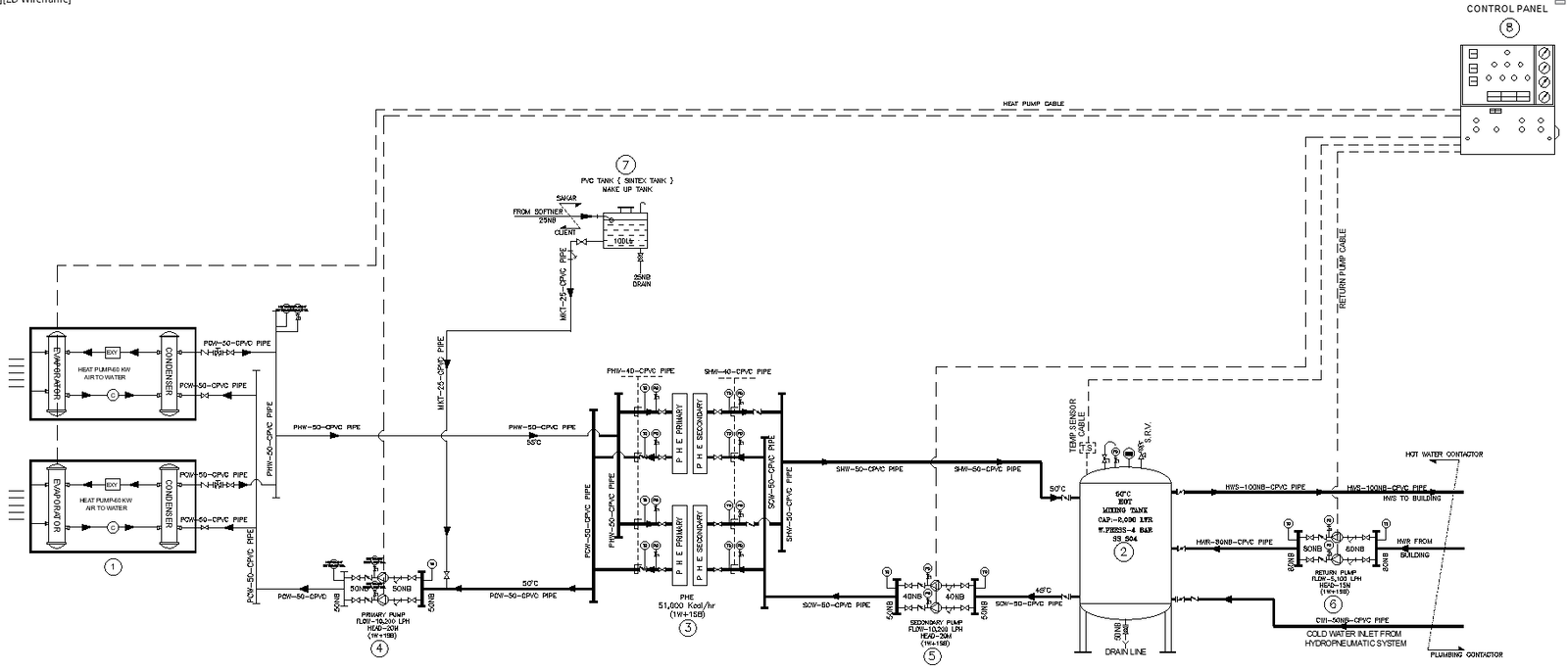 Water Tank Pipeline Diagram Details AutoCAD DWG Download