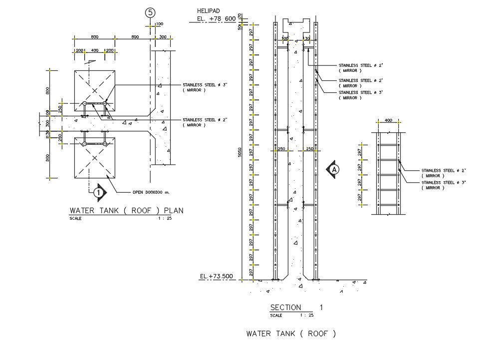 Water Tank Plan And Section Drawing Free DWG File
