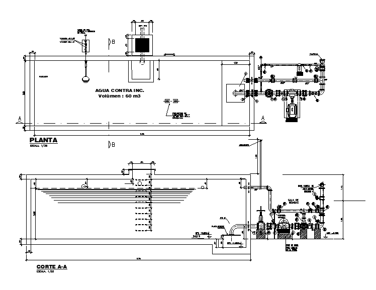 Water Tank With Meter And Valve Detail Download DWG File
