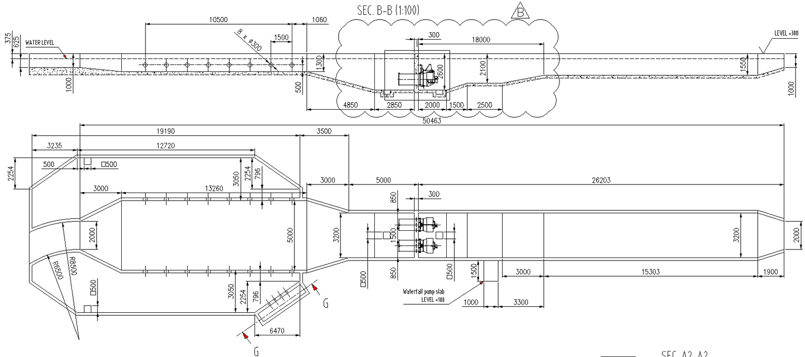 Water Treatment Plant Channel and Flume Section Design Plan  