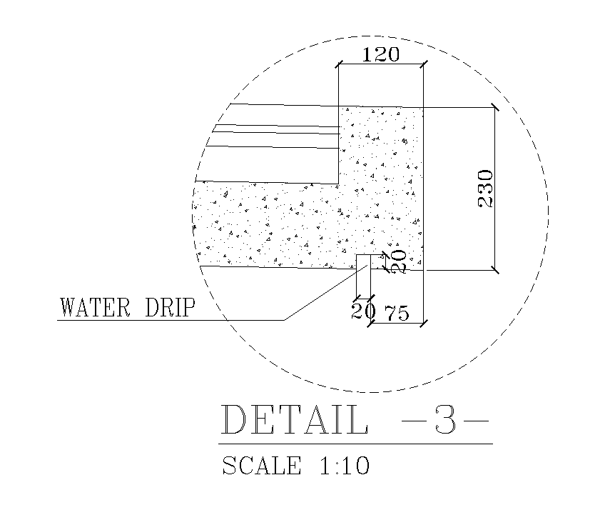 Water drip detail drawing of guard room is given in this Autocad drawing file. Download now.
