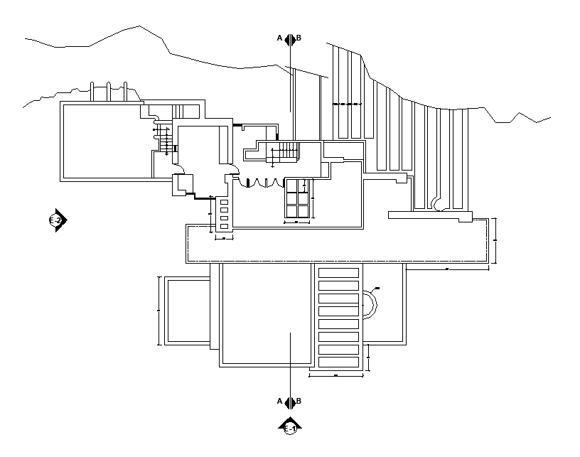 Waterfall House Terrace Plan CAD Drawing Download DWG File
