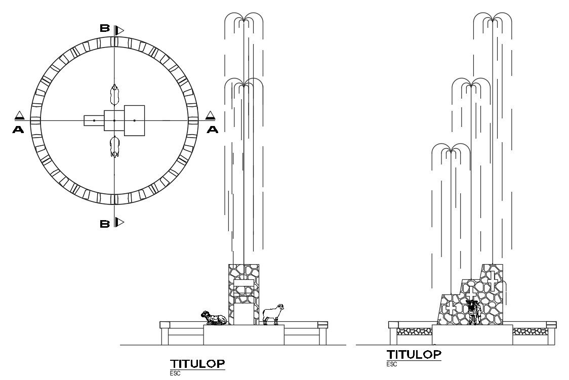 Water fountain design is given in this Autocad drawing file. Download now.