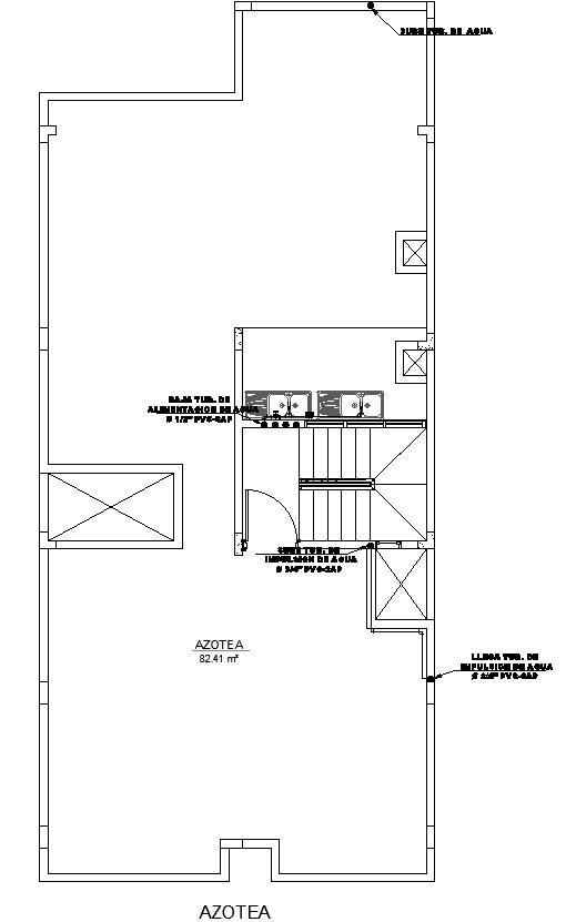 Terrace Water Line plan in AutoCAD 2D Architectural Drawing