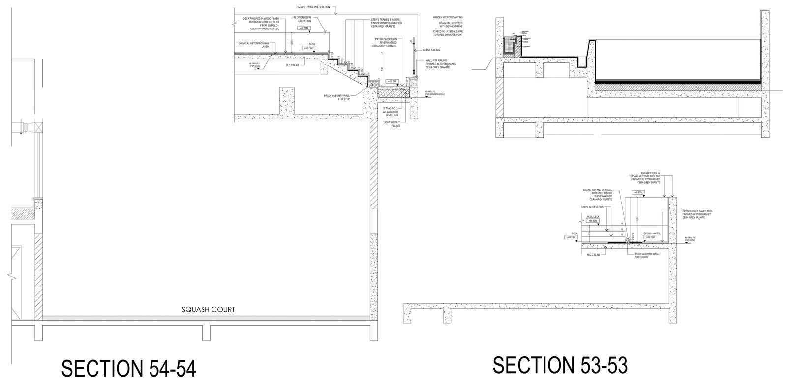 Water pool Detail section for parapet wall and stair detail DWG AutoCAD file