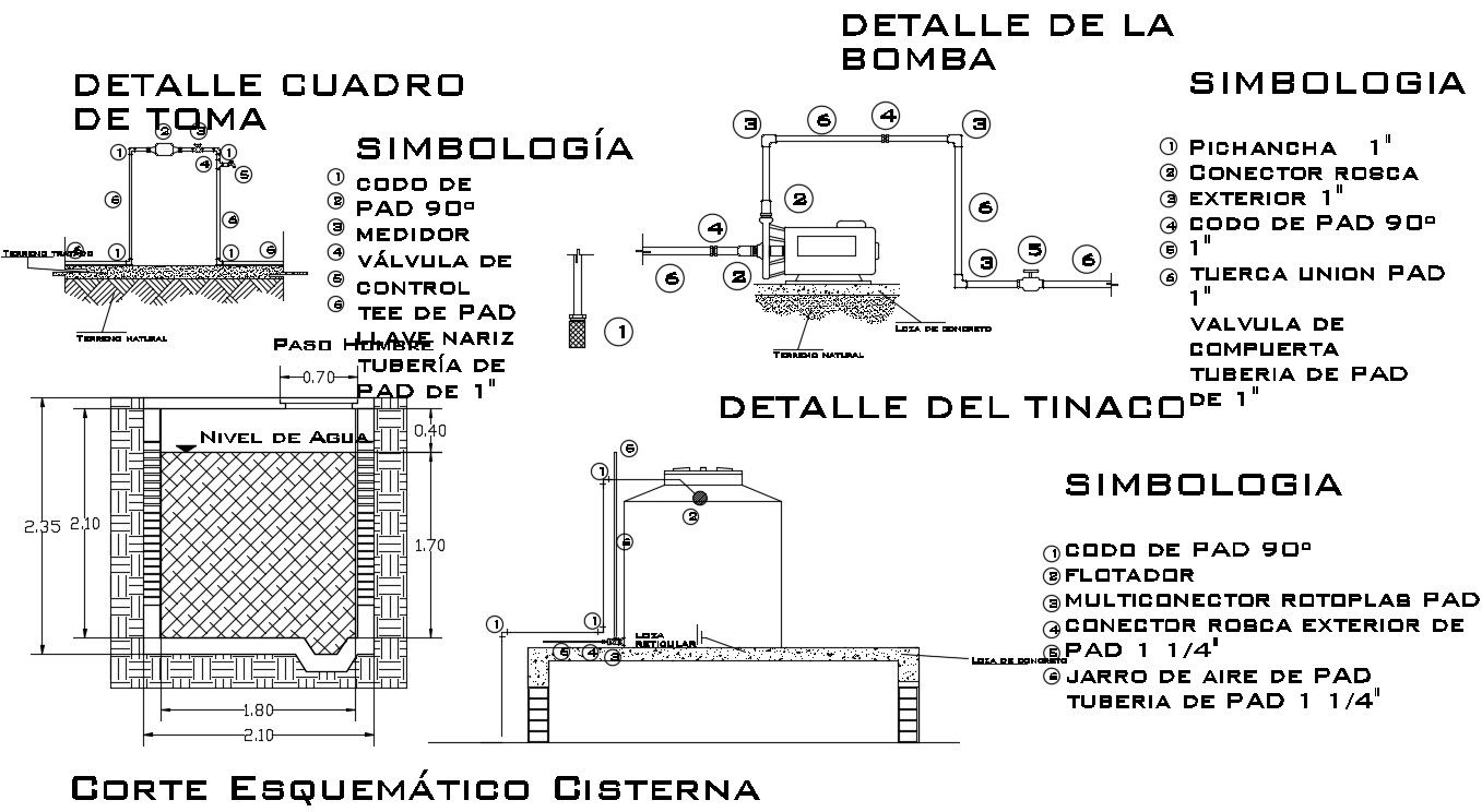 Water tank plan is given in this AutoCAD file. Download this 2d AutoCAD drawing file.