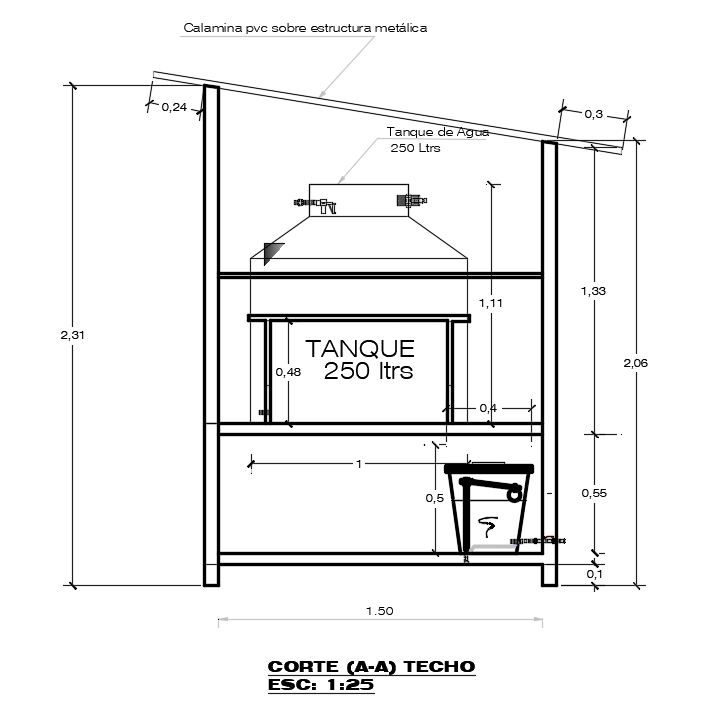 Water tank plan is given in this Autocad file. Download this 2d autocad drawing file.