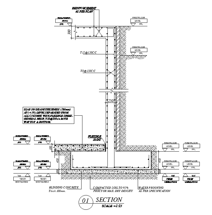 Water tank section detail drawing is given in this cad file. Download this 2d Auto cad file.