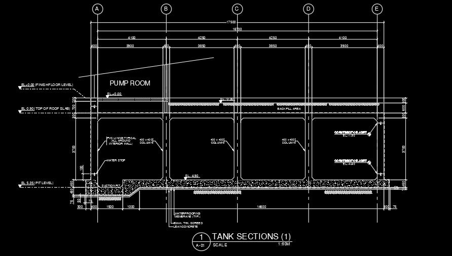 Water tank section drawing AutoCAD model is given