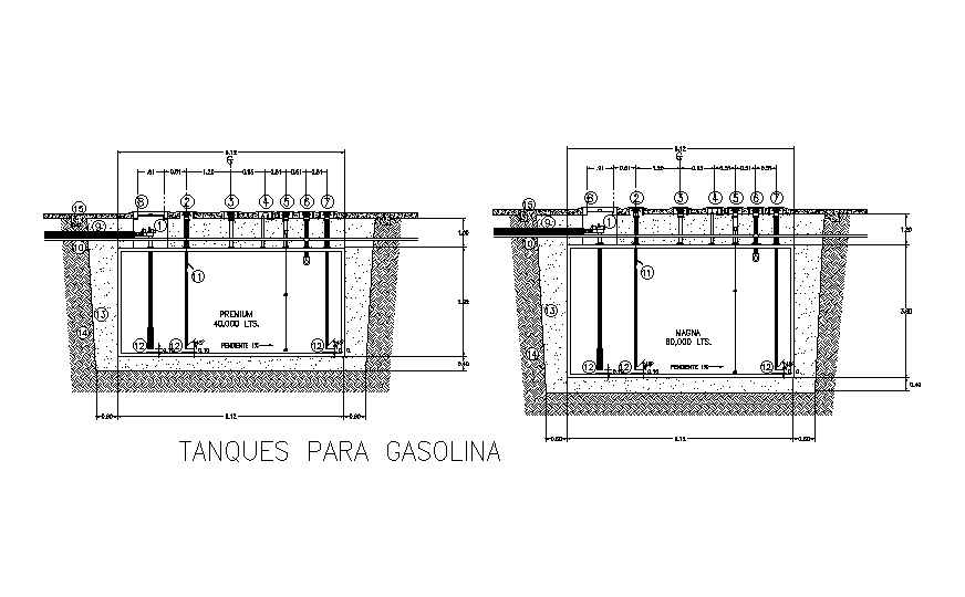 Water tank side elevation detail drawing specified in this cad file. Download the AutoCAD drawing file.