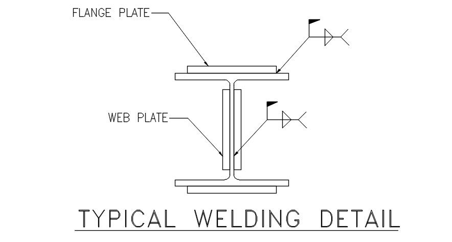 Web and flange plate typical welding details 2D AutoCAD DWG drawing file|CADBULL