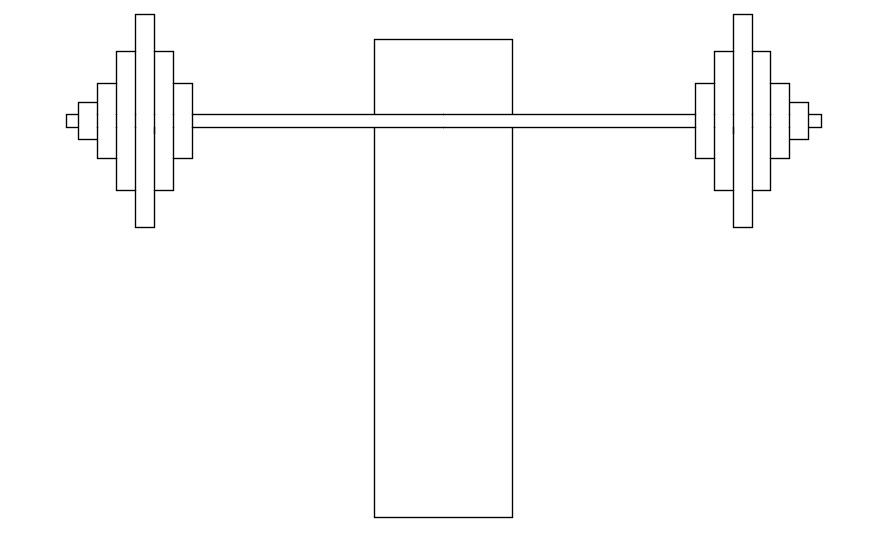 Weight lifting equipment in AutoCAD 2D drawing, dwg file, CAD file