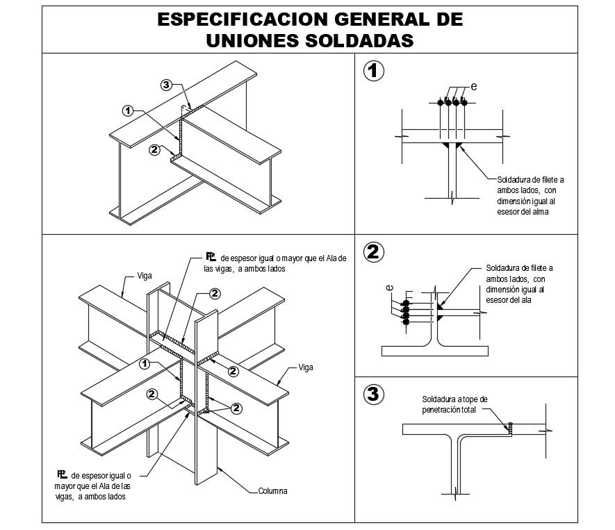 Welding details are given in this Autocad drawing file. Download now.
