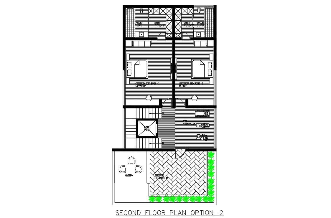 Well Presentable Architectural Second Floor Plan DWG File