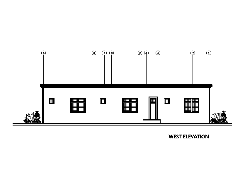 West elevation of 18x20m twin house plan is given in this Autocad drawing file.Download now.