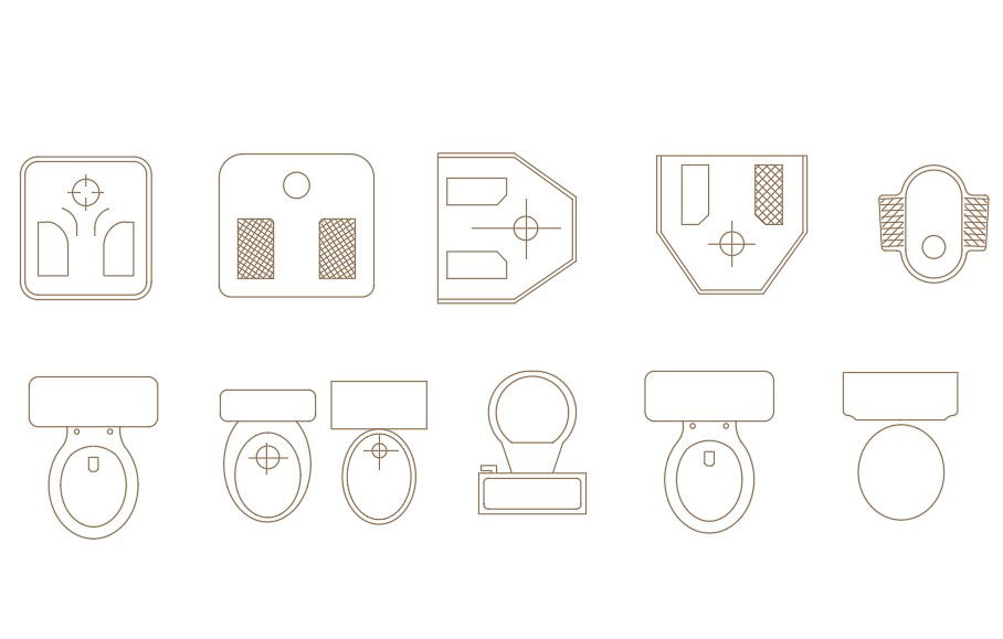 Western And Indian Style Toilet Free CAD Blocks Download