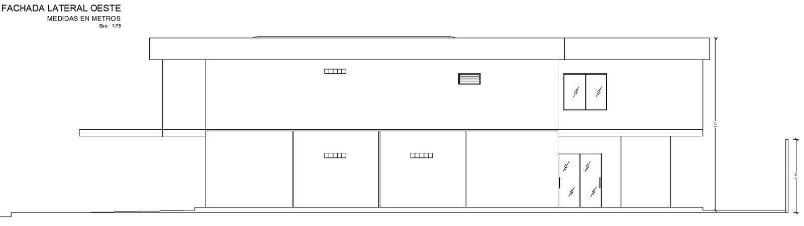 2D CAD Drawing Showing West Side Elevation House Facade
