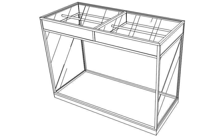 White display box drawing in AutoCAD 2D design, dwg file, CAD file