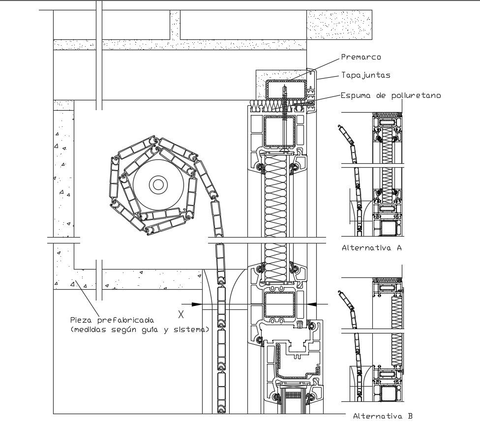Window With Scrolling Blinds Detail