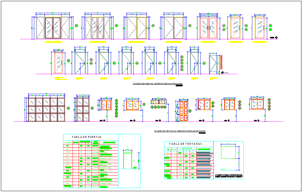 Window and door design with furniture view for office dwg file