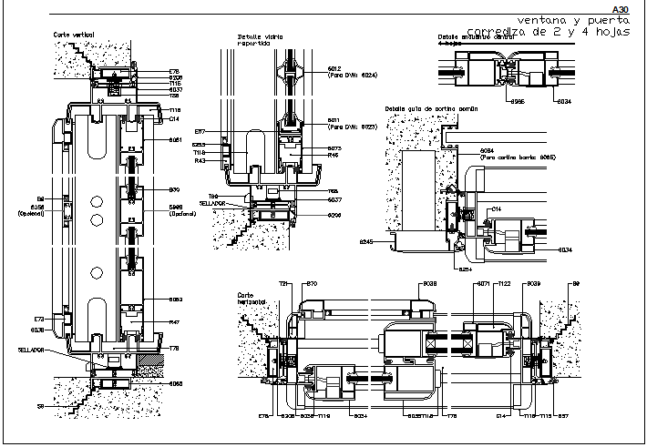 Window and Sliding Door Plan with Two and Four Leaves