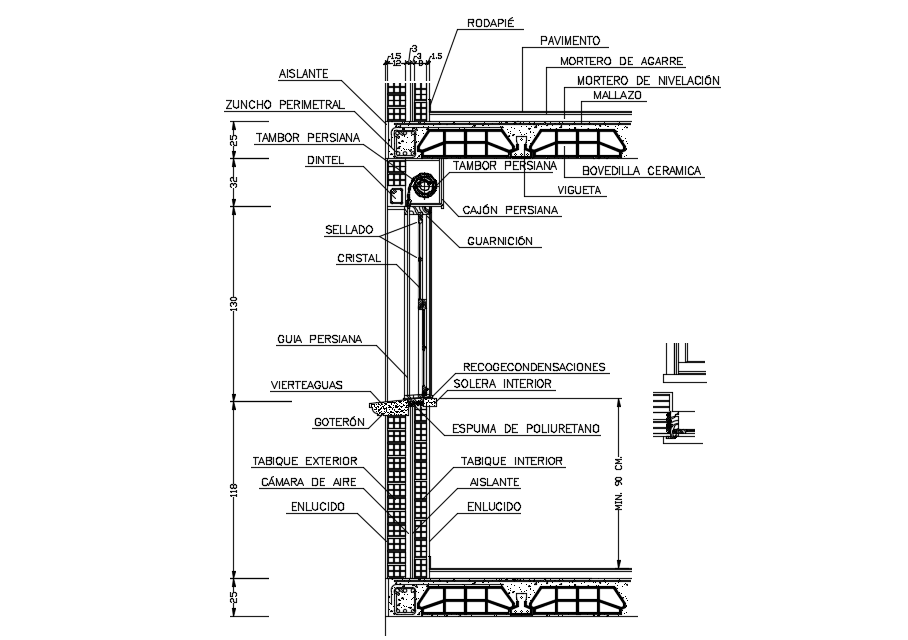 Window guillotine-section dwg file
