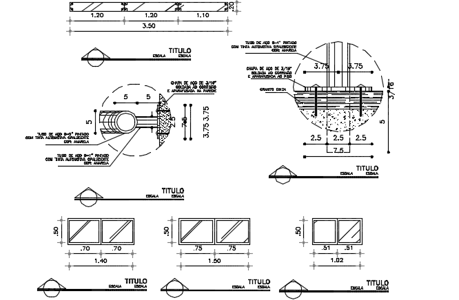Window plan and section detail dwg file